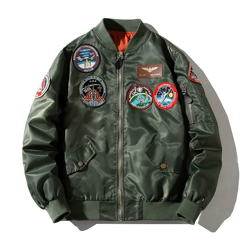 Fashion Men Bomber Jacket Pilot Jackets Military Badge Embroidery Baseball Coat Classic Spring Autumn Male Windbreaker 2019 New