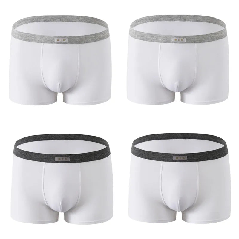Boxershorts Men Bamboo White Cotton Breathable Youth Mens Underwear Boxers Short Casual Sexy Panties Men Underpants 4psc 4XL 5XL