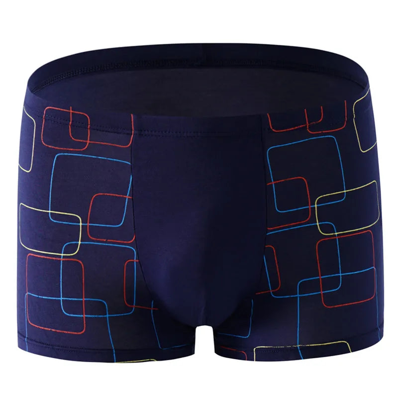 Boxer Shorts Mens Convex Modal Underwear U Pouch Striped Casual Loose Breathable Youth Male Panties Underpants Plus Size 6XL 7XL