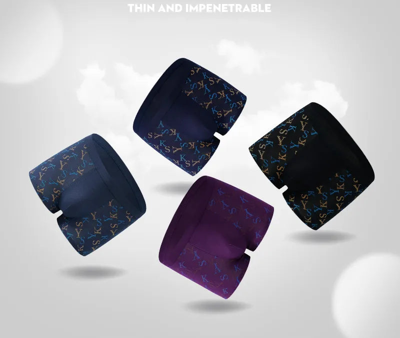 Underwear Men Boxer U Pouch Sexy Modal Breathable Ice Silk Boxer Shorts Letter Print Male Youth Summer 4pcs Big Size 5XL 6XL 7XL