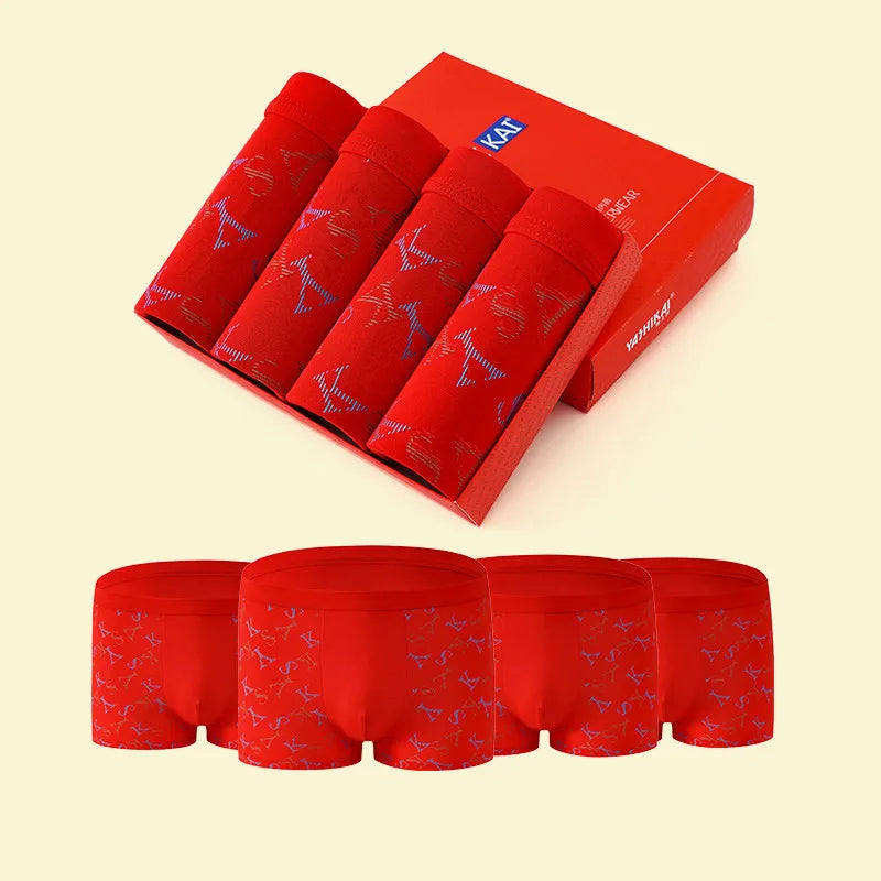 Underwear Men Boxer U Pouch Sexy Modal Breathable Ice Silk Boxer Shorts Letter Print Male Youth Summer 4pcs Big Size 5XL 6XL 7XL