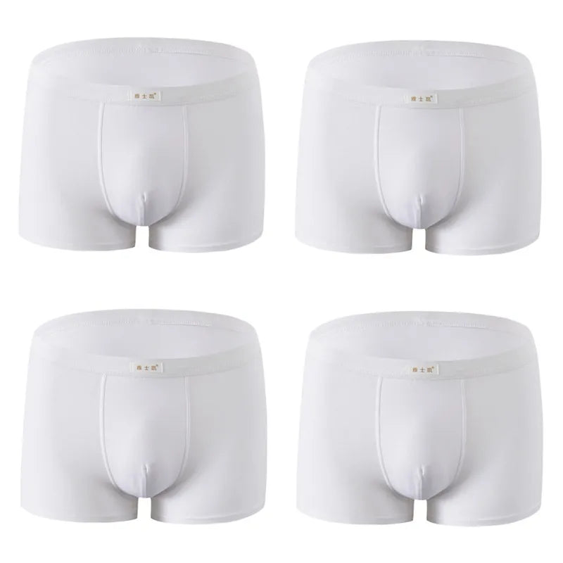 Boxershorts Men Bamboo White Cotton Breathable Youth Mens Underwear Boxers Short Casual Sexy Panties Men Underpants 4psc 4XL 5XL
