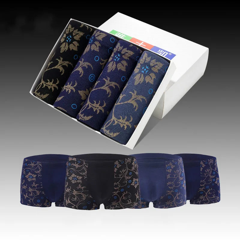 Boxer Shorts Mens Convex Modal Underwear U Pouch Striped Casual Loose Breathable Youth Male Panties Underpants Plus Size 6XL 7XL