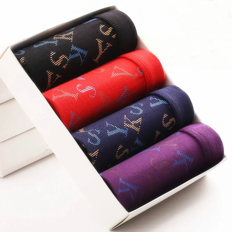 Underwear Men Boxer U Pouch Sexy Modal Breathable Ice Silk Boxer Shorts Letter Print Male Youth Summer 4pcs Big Size 5XL 6XL 7XL