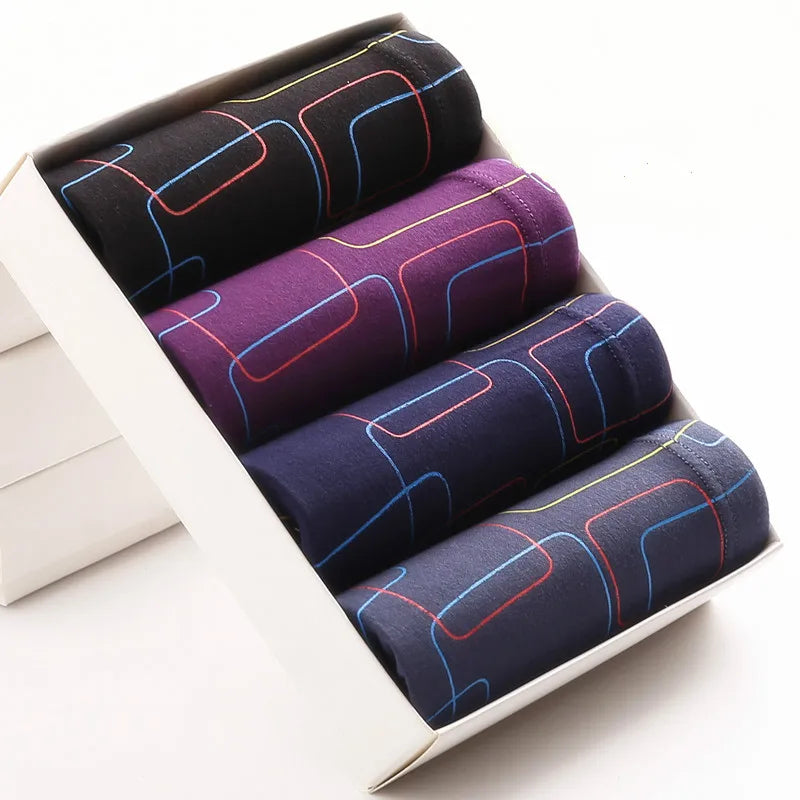 Boxer Shorts Mens Convex Modal Underwear U Pouch Striped Casual Loose Breathable Youth Male Panties Underpants Plus Size 6XL 7XL