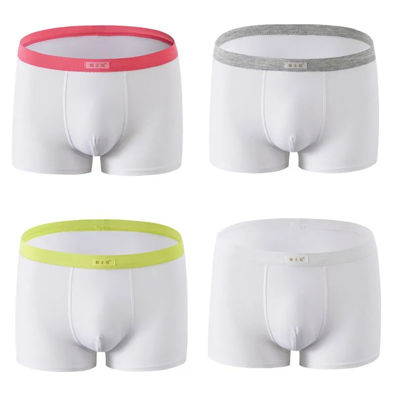 Boxershorts Men Bamboo White Cotton Breathable Youth Mens Underwear Boxers Short Casual Sexy Panties Men Underpants 4psc 4XL 5XL