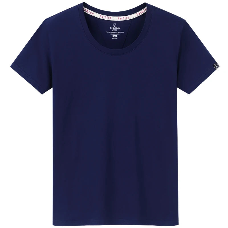 Solid T Shirt Men Summer Casual Cotton T Shirts Men Oversized T Shirt Short Sleeve Loose Youth Classic Tee Tops Big Size 5XL 6XL