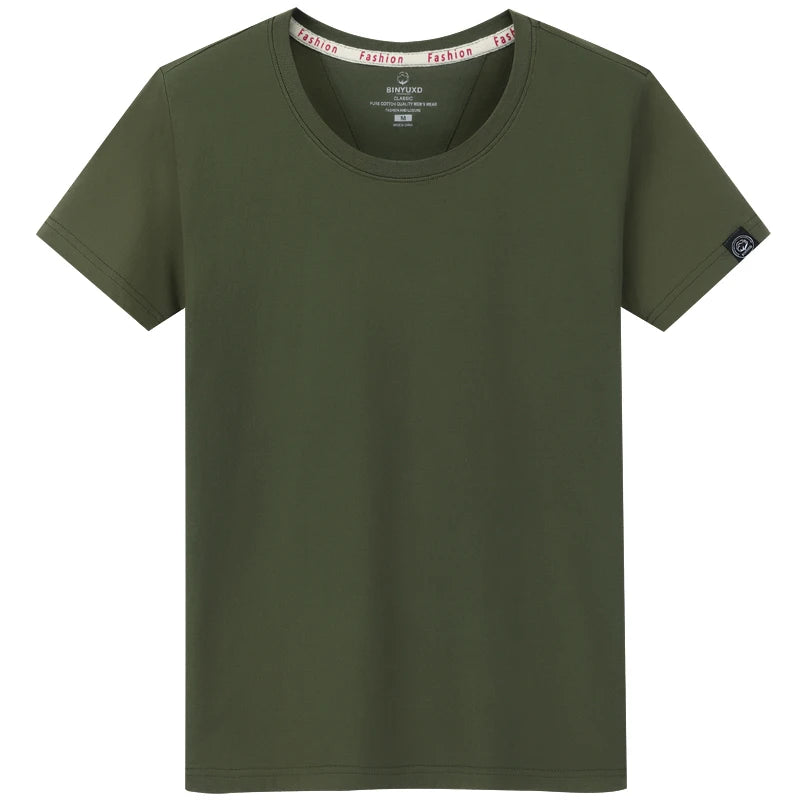 Solid T Shirt Men Summer Casual Cotton T Shirts Men Oversized T Shirt Short Sleeve Loose Youth Classic Tee Tops Big Size 5XL 6XL