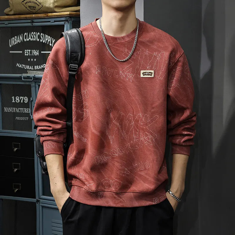 Casual Hoodies Man High Quality Crewneck Sweatshirt Vintage Jacquard Hoodies Letter Pullover Designer Autumn American Purple;