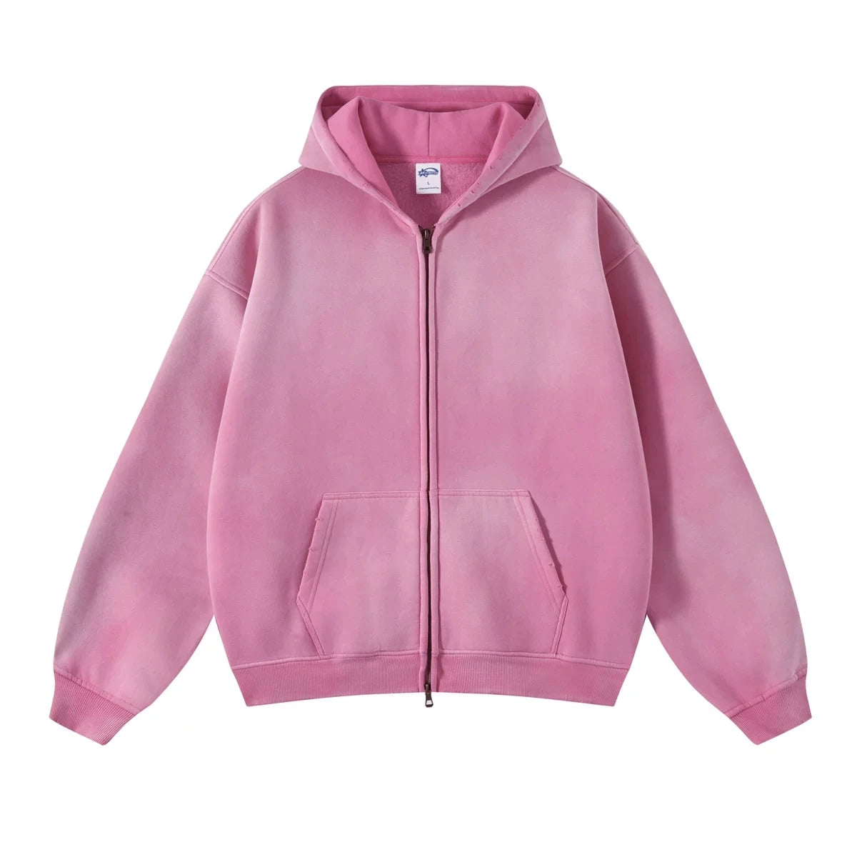 Fashion Zip Up Hoodie Man Women Casual Oversize Sweatshirt Vintage American Hooded Hoodies Harajuku Loose Fleece Pink Purple;