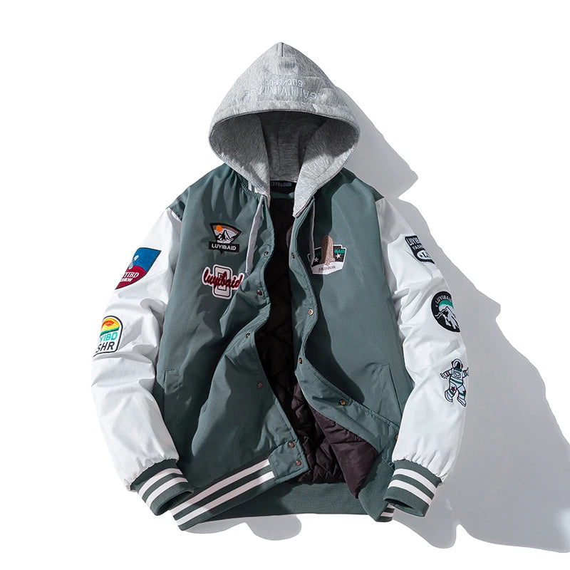 Autumn Winter Varsity Jacket Men Fashion Baseball Jacket Women Embroidery Letter American Coat College Streetwear Button Pink