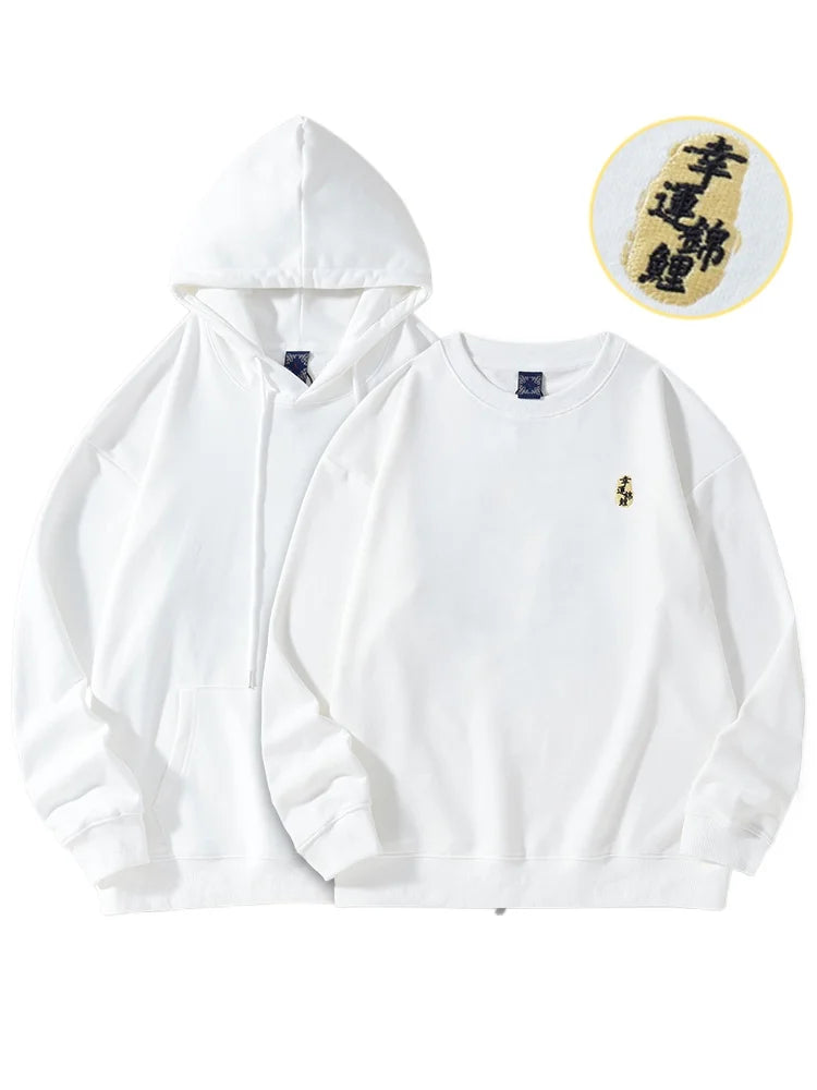 Autumn Embroidery Hoodies Men Women Chinese Carp Casual Crewneck Sweatshirt Cotton Fashion Hooded Hoodies Harajuku Unisex Male