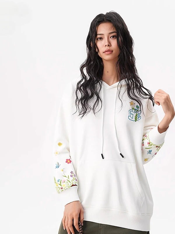 Fashion Hoodies Men Oversize Flower Embroidery Hoodies Women Casual Hooded Sweatshirt Loose Unisex Hoody Designer Streetwear