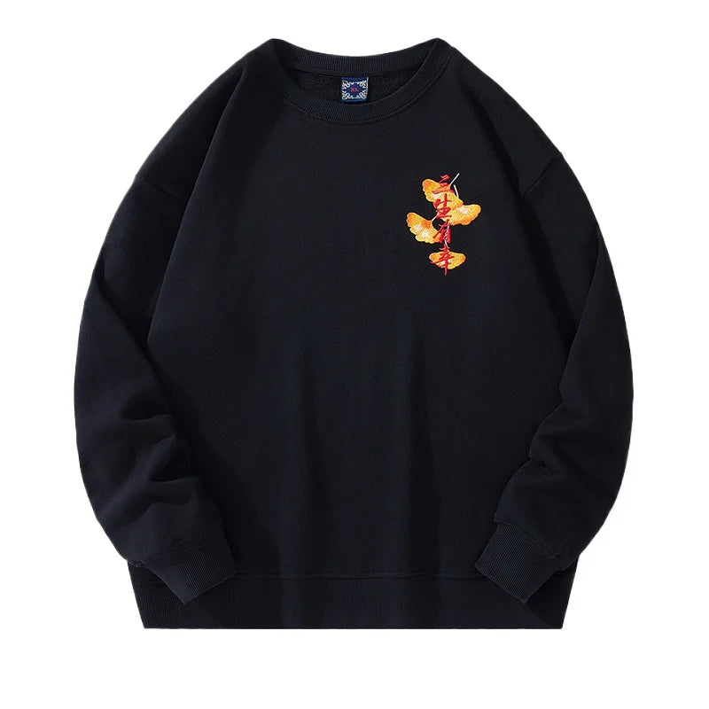 Harajuku Crewneck Sweatshirt Men Embroidery Hoodies Women Japanese Fashion Hoodies Streetwear Cotton Casual Pullover Fleece 2024