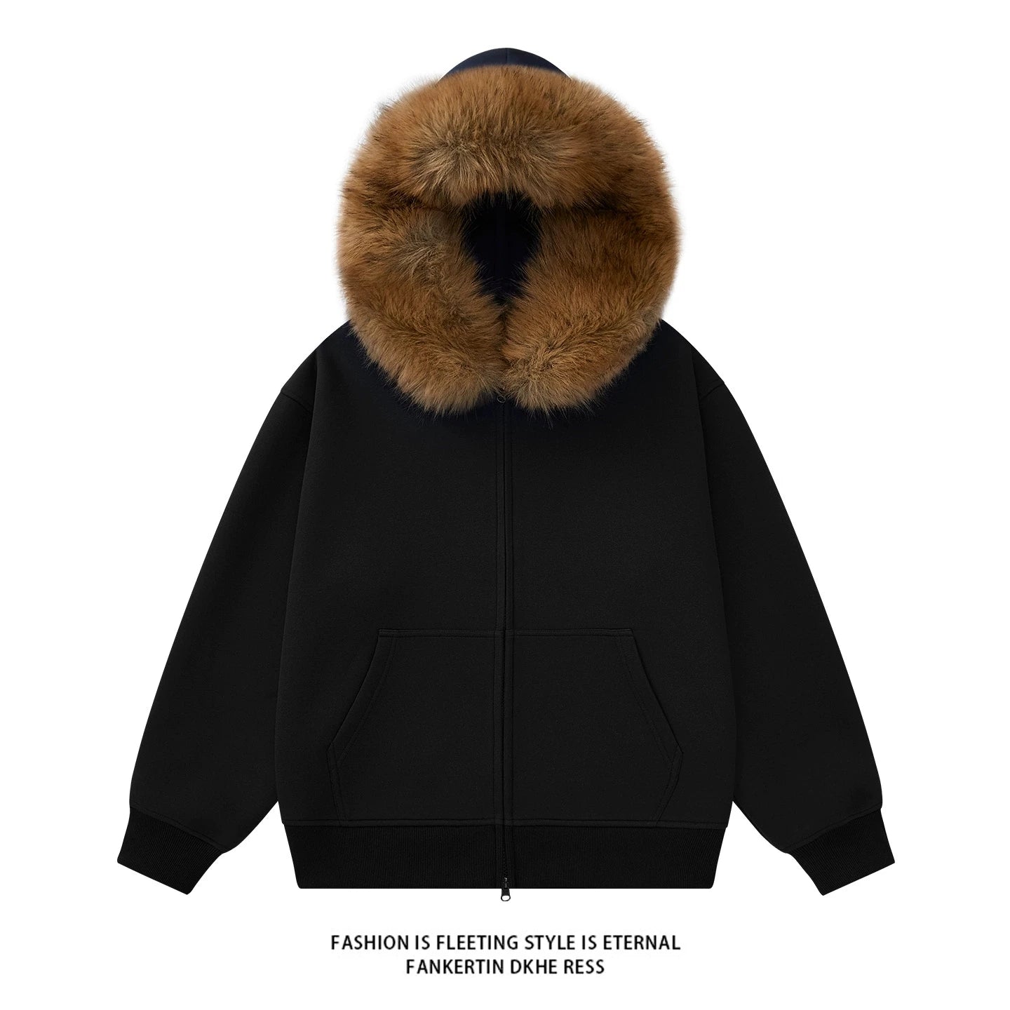 Fashion Hoodie Man Big Size Oversize Hoodies Women Fur Collar Solid Color Hooded Sweatshirt Casual  American Vintage Zipper 2025