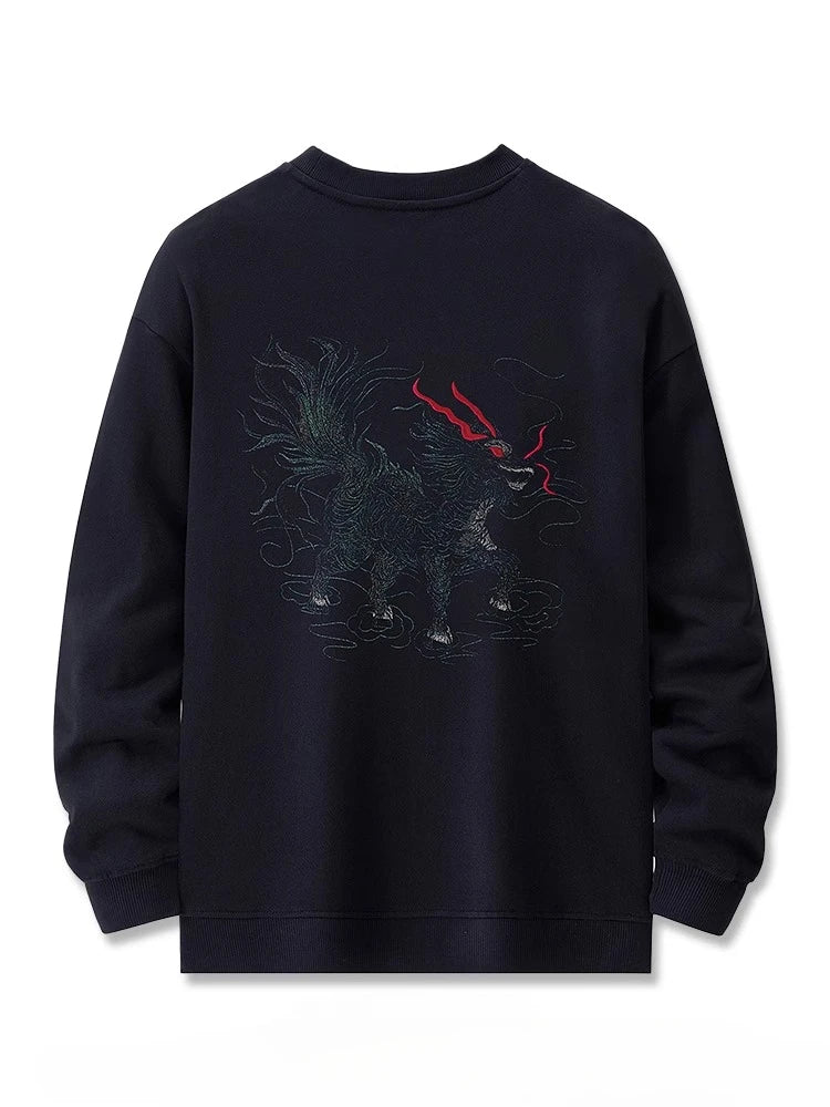 Embroidery Hoodies Men Casual Vintage Hoodies Man Chinese Harajuku Cotton Fashion Hip Hop Sweatshirt Pullover High Quality Male