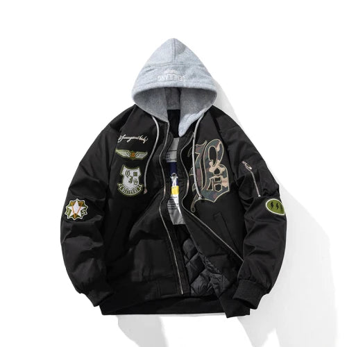 Autumn Winter Pilot Jacket Men Women Badge Star Vintage Bomber Jacket Embroidery Men Fashion Hip Hop Windbreaker Coat Streetwear