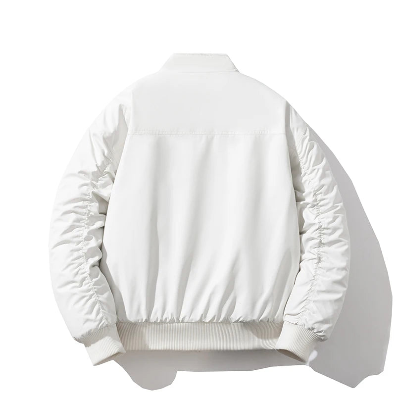 Autumn Winter Varsity Jacket Men Women Fashion Baseball Jacket Solid Loose Thick Warm Coat Couple Parkas Casual White Original