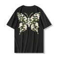 Fashion Man Embroidery T Shirt Woman Butterfly Daisy Harajuku Graphic Tees Luminous Short Sleeve Designer High Quality Couple