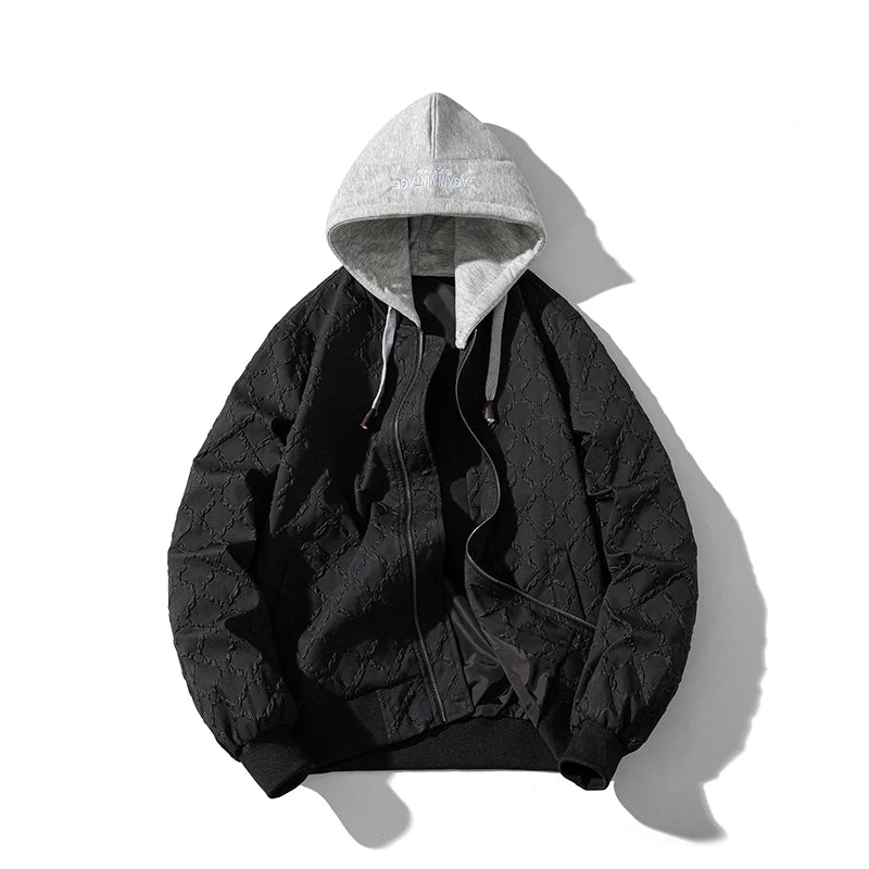 Men Bomber Jacket Women Winter Polit Basketball Jacket Hooded Solid Thick Jacquard American Couple Parkas Coat Unisex Streetwear