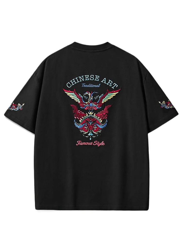 Summer Hip Hop T Shirt Man Wing Embroidered T Shirt Women Vintage Harajuku Tees Short Sleeve Street Fashion Designer Couple 2025