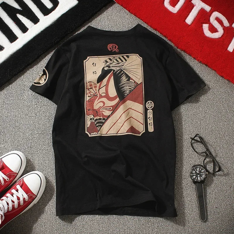 T Shirt Men Harajuku Short Sleeve Print T Shirt Men Retro Fashion Japanese Streetwear Summer Top Male Youth Plus Size 4XL 5XL