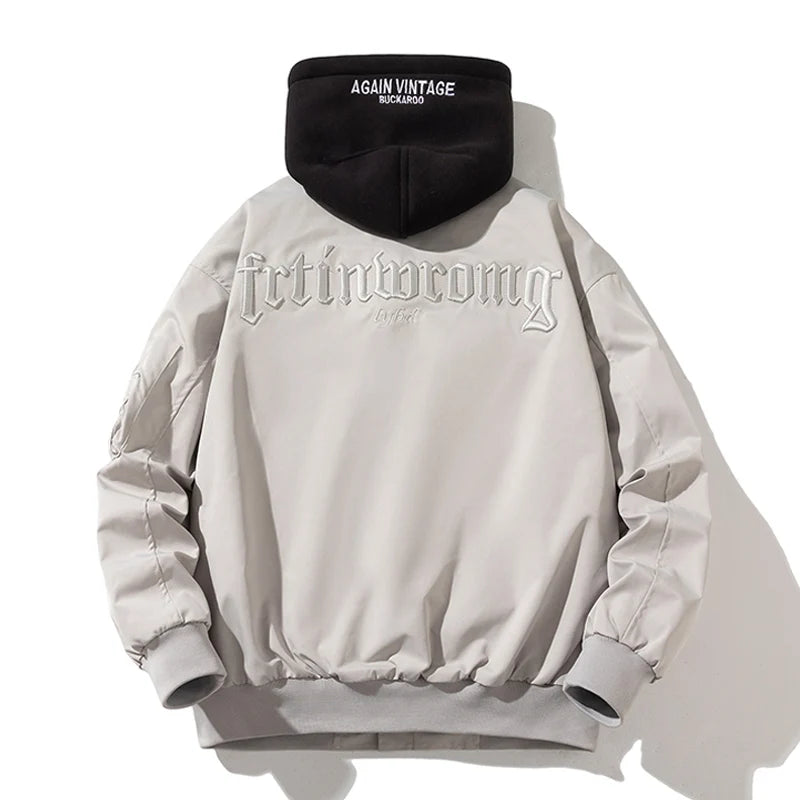 Autumn Winter Pilot Jacket Men Air Force Bomber Jacket Vintage Letter Embroidery Jacket Hip Hop Baseball Coat Hooded Casual 2023