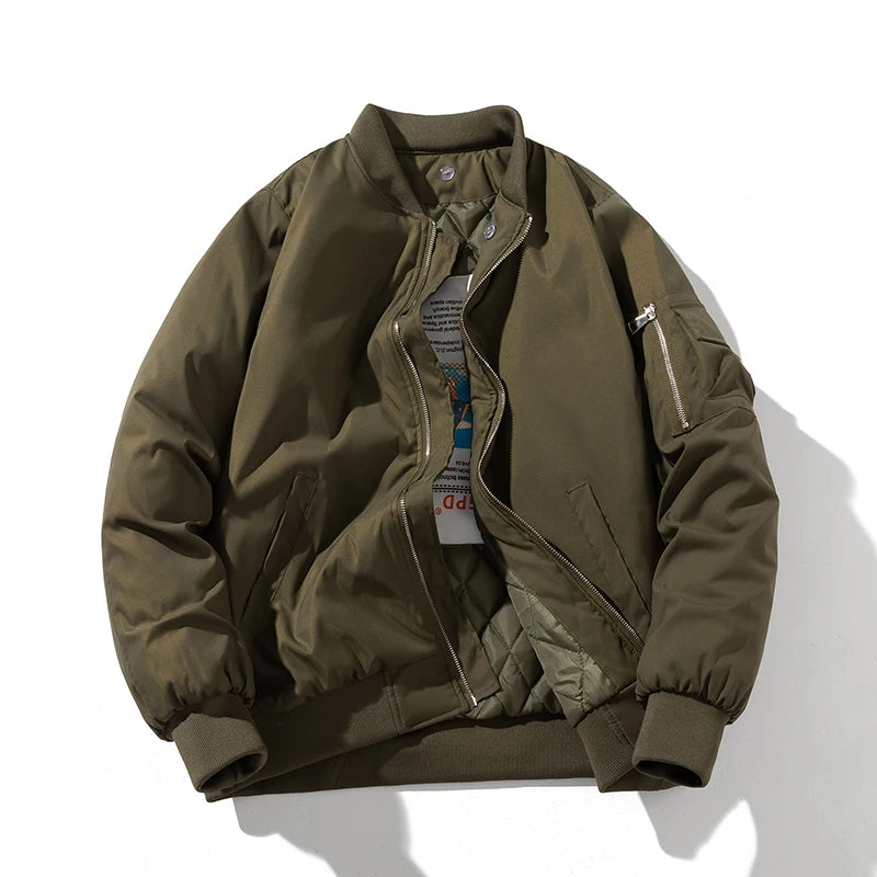 Men Bomber Jacket Autumn Winter Pilot Jacket Women Fashion Solid Baseball Coat Hooded Couple Windbreaker Pocket Streetwear Pink