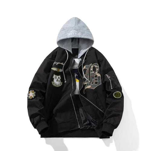 Autumn Winter Pilot Jacket Men Women Badge Star Vintage Bomber Jacket Embroidery Men Fashion Hip Hop Windbreaker Coat Streetwear