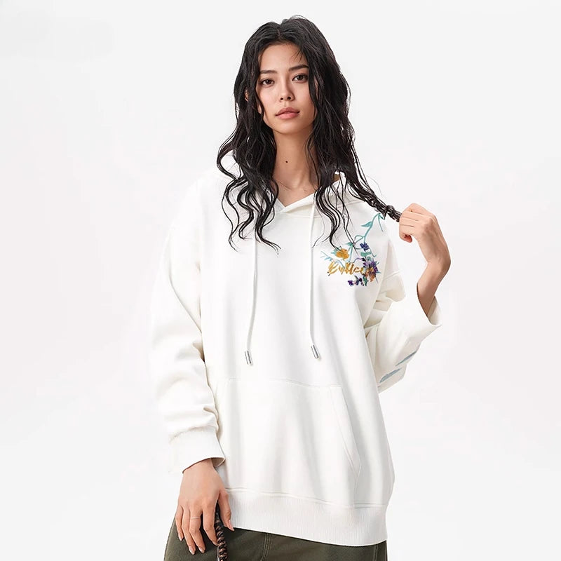 Hip Hop Hoodies Man Butterfly Embroidery Hoodies Women Oversize Hooded Sweatshirt Fashion Flower High Street Fashion Hoody 2025