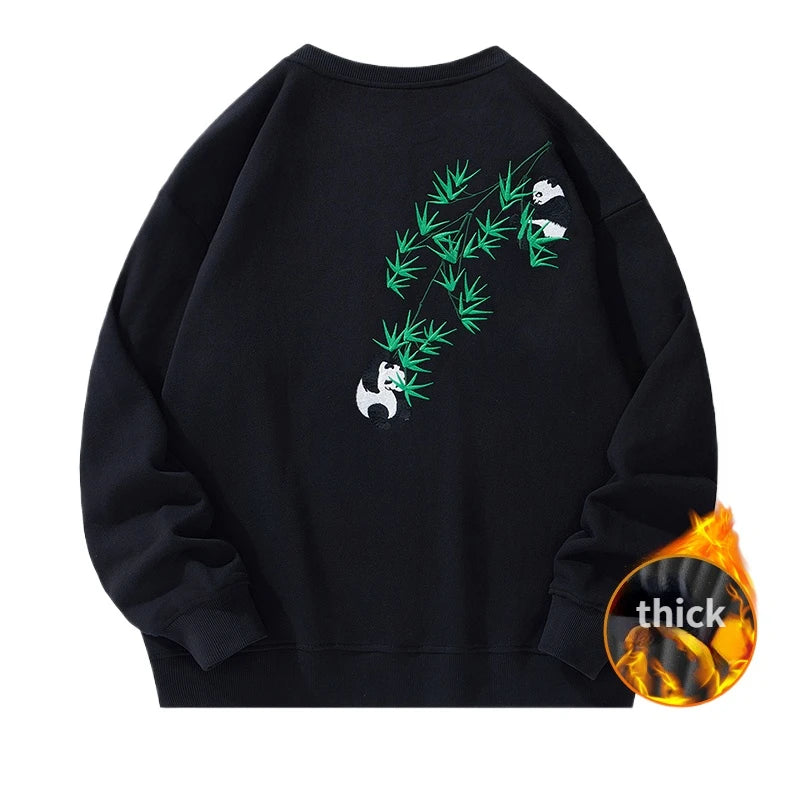 Fashion Crewneck Sweatshirt Men Bear Embroidery Hoodies Women Casual Chinese Panda Bamboo Fleece Designer Harajuku Pullover 2024