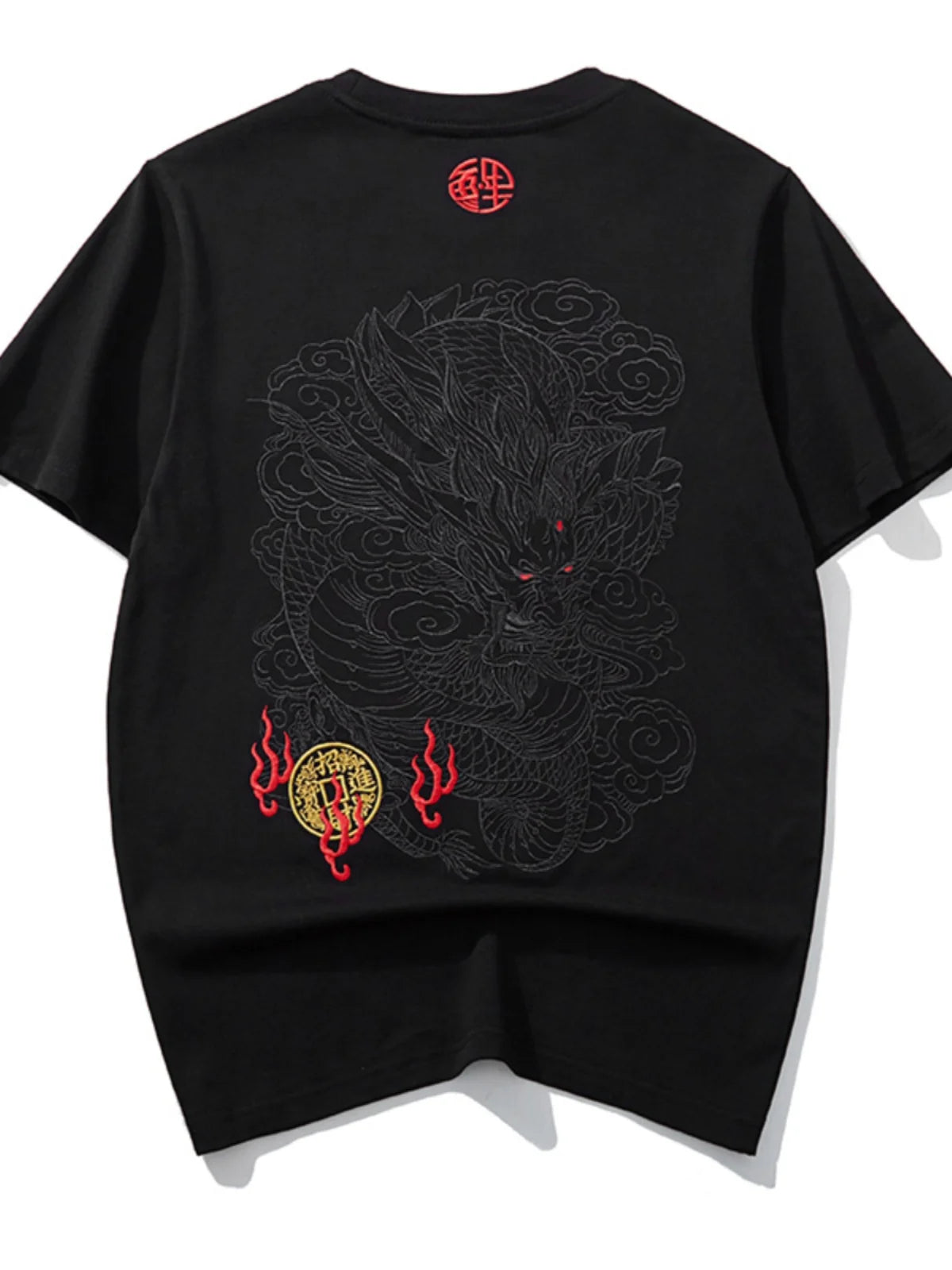 Hip Hop Embroidery T Shirt Men Dragon Vintage T Shirt Men Streetwear Cool Tees Shirt Cotton Short Sleeve Fashion Chinese Male