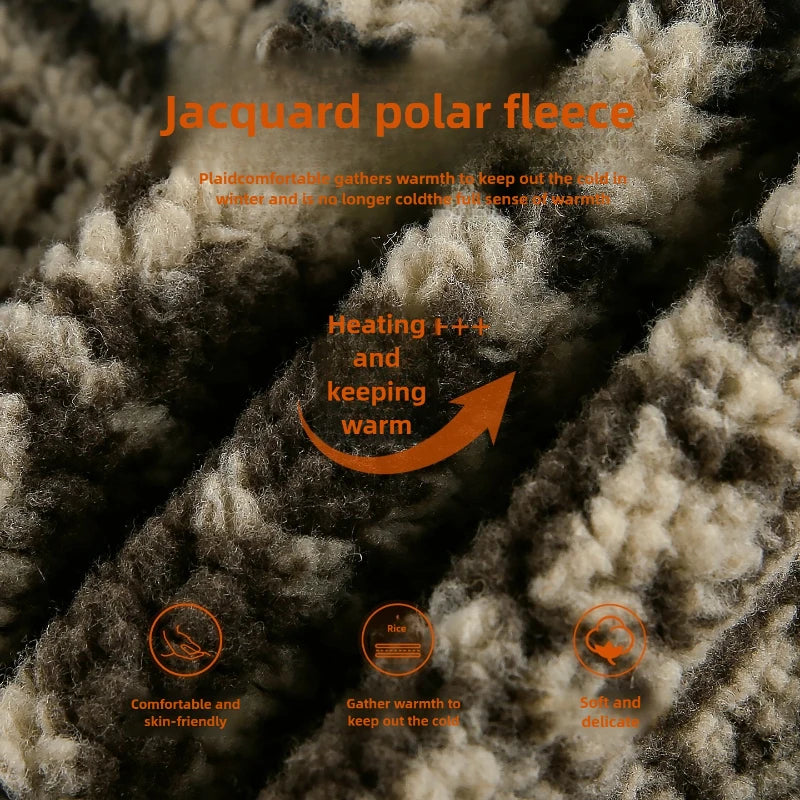 Autumn Winter Fleece Jacket Man Jacquard Fashion Casual Wool Velvet Jacket Men Warm Coat Ethnic Style Women Couple Streetwear