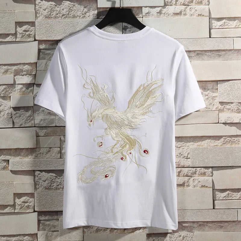 Fashion Embroidery T Shirt Man Phoenix Vintage T Shirt woman Japanese Harajuku T Shirt Cotton Summer Tops Big Size Short Sleeve