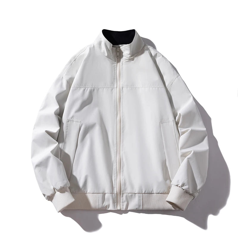 Autumn Winter Varsity Jacket Men Women Fashion Baseball Jacket Solid Loose Thick Warm Coat Couple Parkas Casual White Original