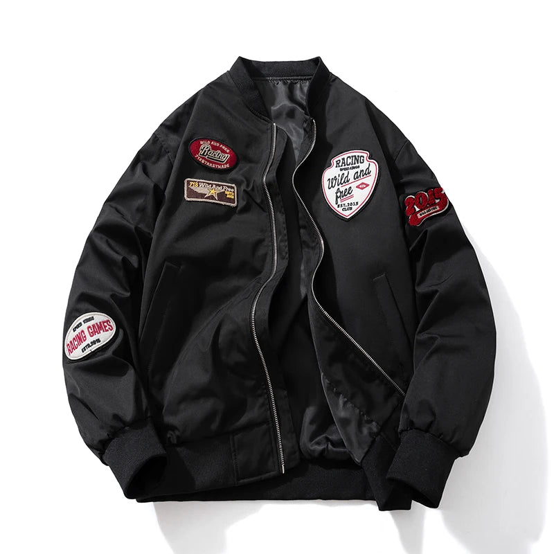 Men Vintage Embroidery Jacket Women Basketball Letter Bomber Jacket Pilot Spring Autumn American Couple Coat Men Clothing Unisex