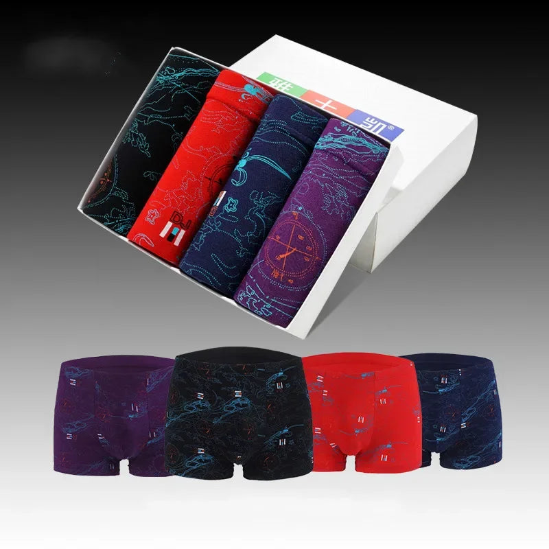 Underwear Men Boxer Bamboo Convex Modal Underwear Shorts Print Fashion Casual Youth Soft  Breathable Male Boxers Plus Size 7XL