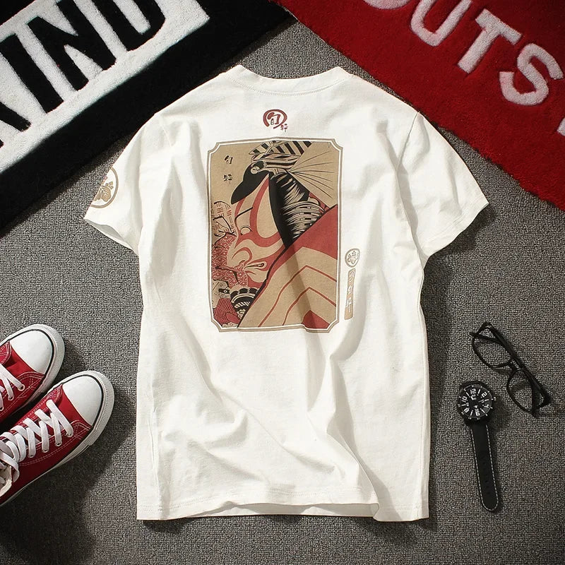 T Shirt Men Harajuku Short Sleeve Print T Shirt Men Retro Fashion Japanese Streetwear Summer Top Male Youth Plus Size 4XL 5XL