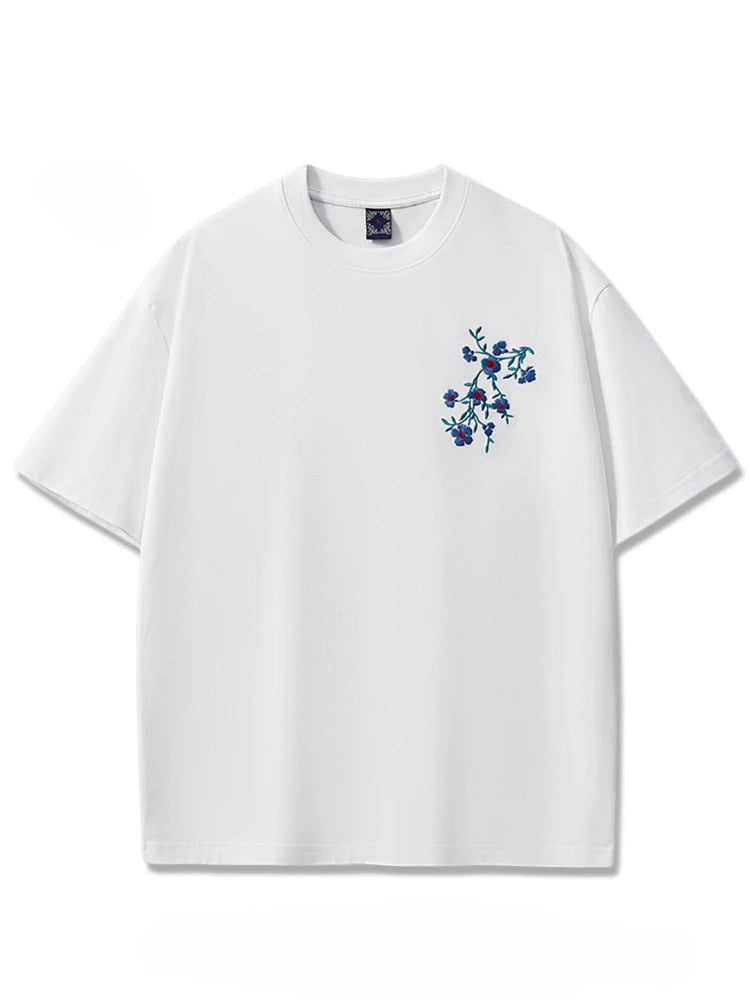 Embroidery T Shirt Men Phoenix Vintage Graphic Tees Harajuku Cotton Short Sleeve Chinese Hip Hop T Shirt Women Summer Fashion