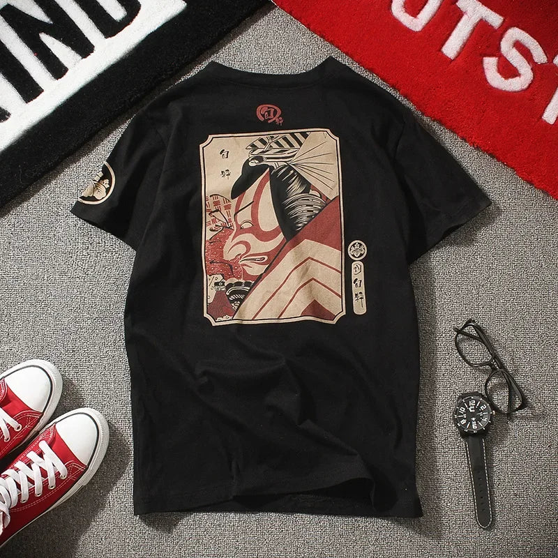 T Shirt Men Harajuku Short Sleeve Print T Shirt Men Retro Fashion Japanese Streetwear Summer Top Male Youth Plus Size 4XL 5XL