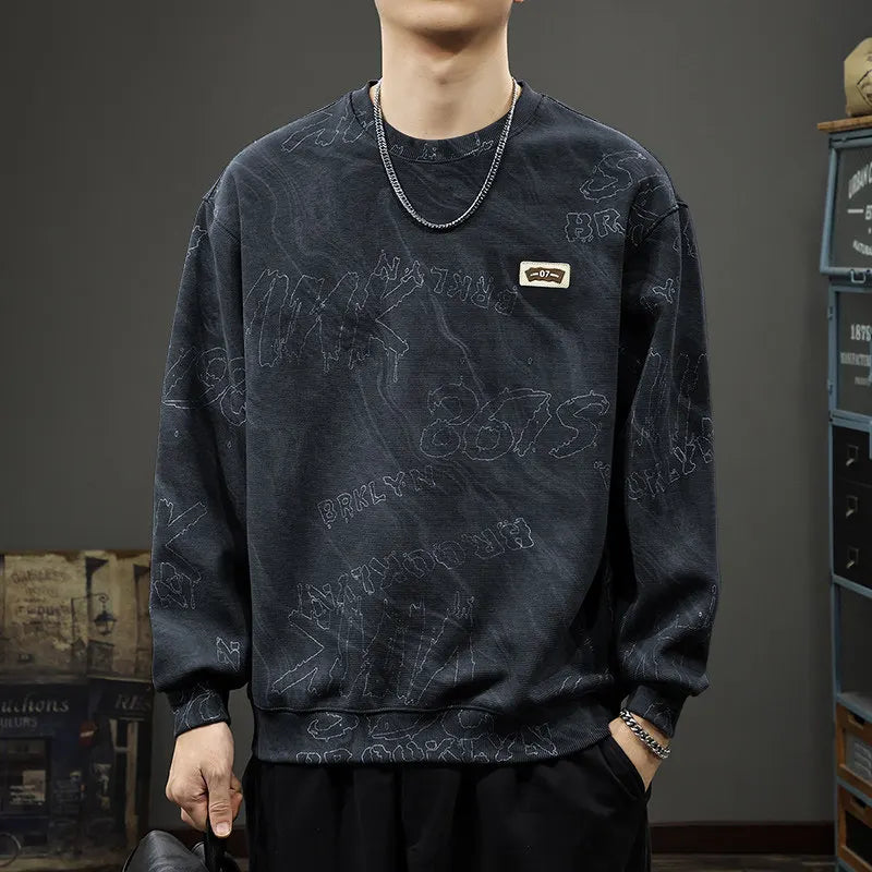 Casual Hoodies Man High Quality Crewneck Sweatshirt Vintage Jacquard Hoodies Letter Pullover Designer Autumn American Purple;