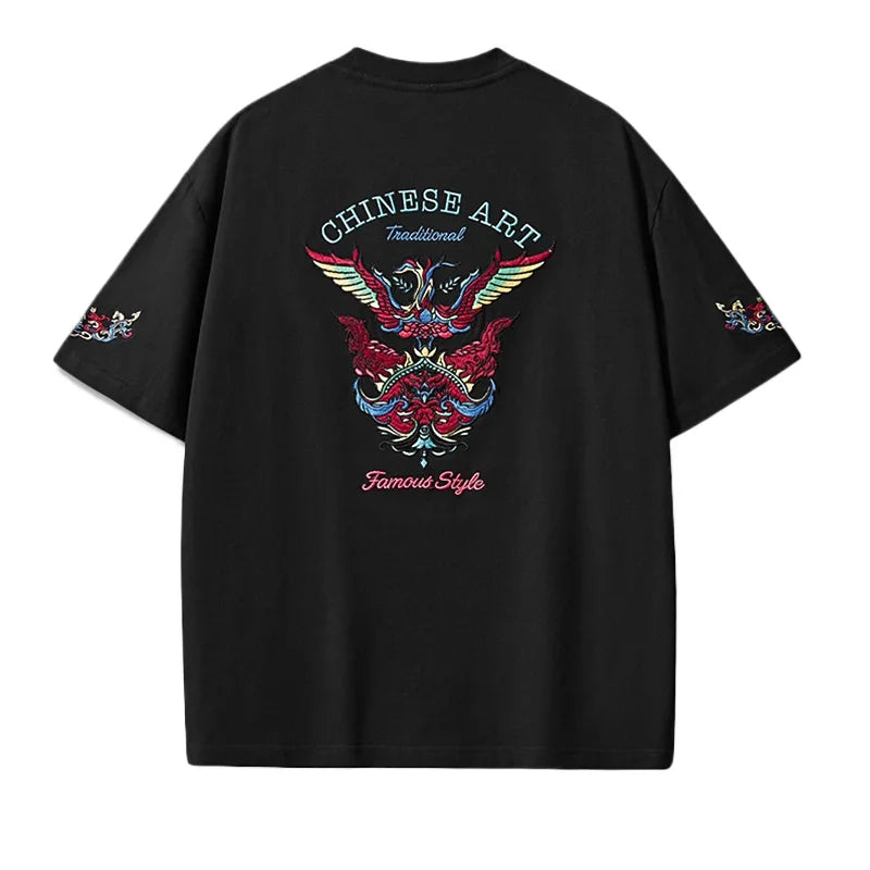 Summer Hip Hop T Shirt Man Wing Embroidered T Shirt Women Vintage Harajuku Tees Short Sleeve Street Fashion Designer Couple 2025