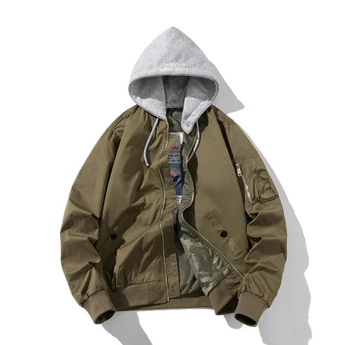 Men Bomber Jacket Solid Autumn Winter Pilot Jacket Women Vintage Fashion Hooded Baseball Coat Casual Windbreak Parkas Red Pink