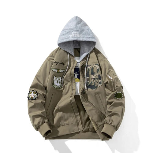 Autumn Winter Pilot Jacket Men Women Badge Star Vintage Bomber Jacket Embroidery Men Fashion Hip Hop Windbreaker Coat Streetwear