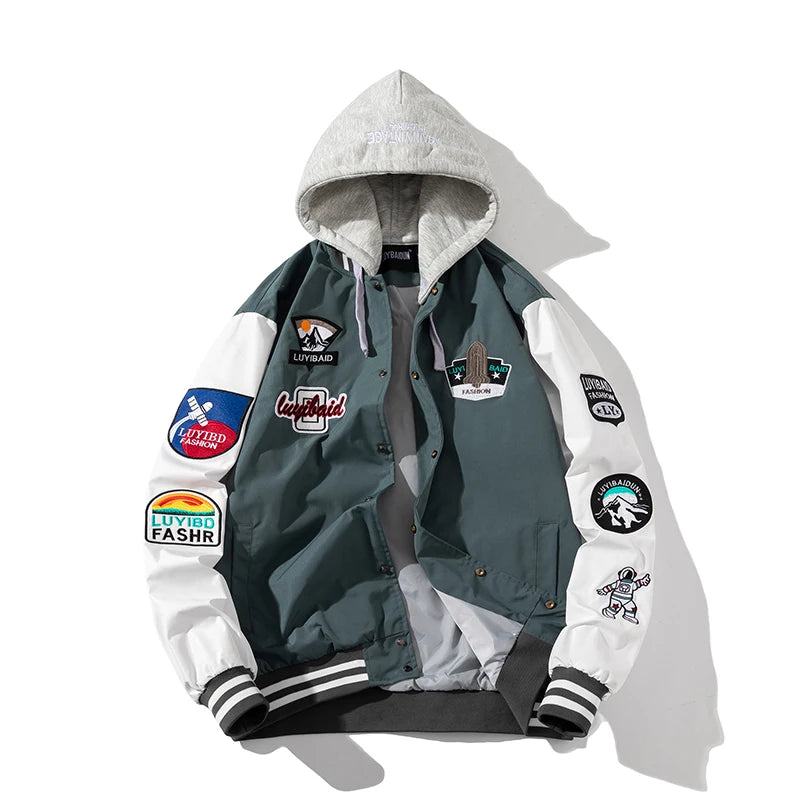 Autumn Winter Varsity Jacket Men Fashion Baseball Jacket Women Embroidery Letter American Coat College Streetwear Button Pink