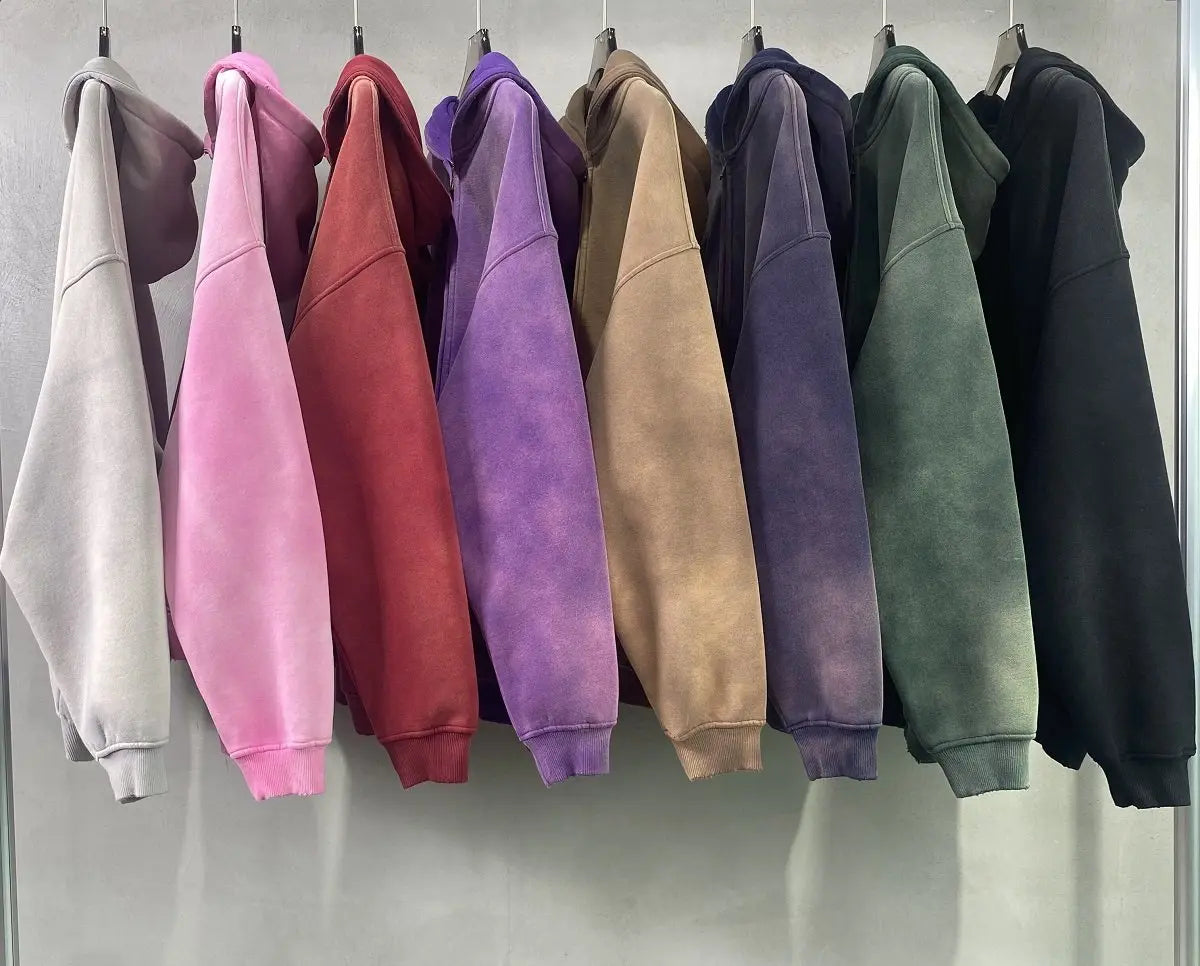 Fashion Zip Up Hoodie Man Women Casual Oversize Sweatshirt Vintage American Hooded Hoodies Harajuku Loose Fleece Pink Purple;