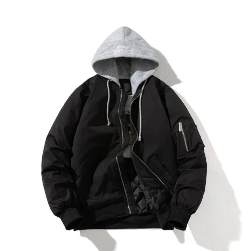 Autumn Winter Pilot Jacket Military Solid Ma1 Bomber Jacket Men Women American Vintage Coat Casual Hooded Windbreaker Pocket