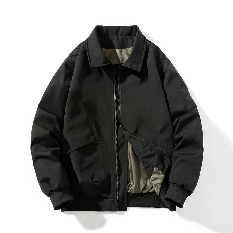 Autumn Winter Jackets Men Solid Bomber Jacket Men Military Vintage Retro Motorcycle Jacket Casual Parkas Windbreaker Pocket Male