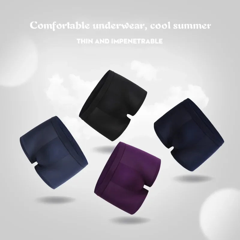 4 pcs Mens Underwear Boxers Shorts Solid Modal Ice Silk Boxer Male Underwear Sexy Breathable Youth Big Size 5XL 6XL 7XL