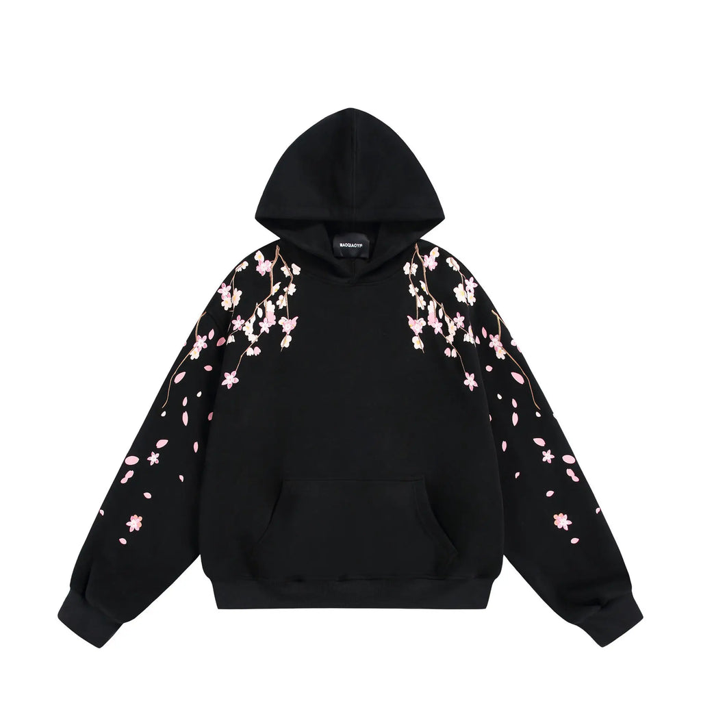 Embroidery Hoodies Man Flower Fashion Harajuku Hoodies Women Casual Loose Hoody American Sweatshirt Hooded Pullover Oversize